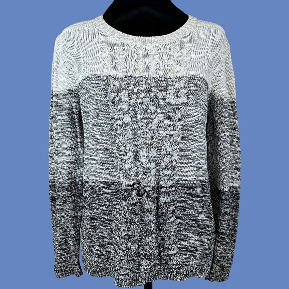 Croft & Barrow Gray Colorblock Cable Knit Sweater